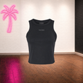 ThiccBoi Micro-rib Crop Black Racerback Tank